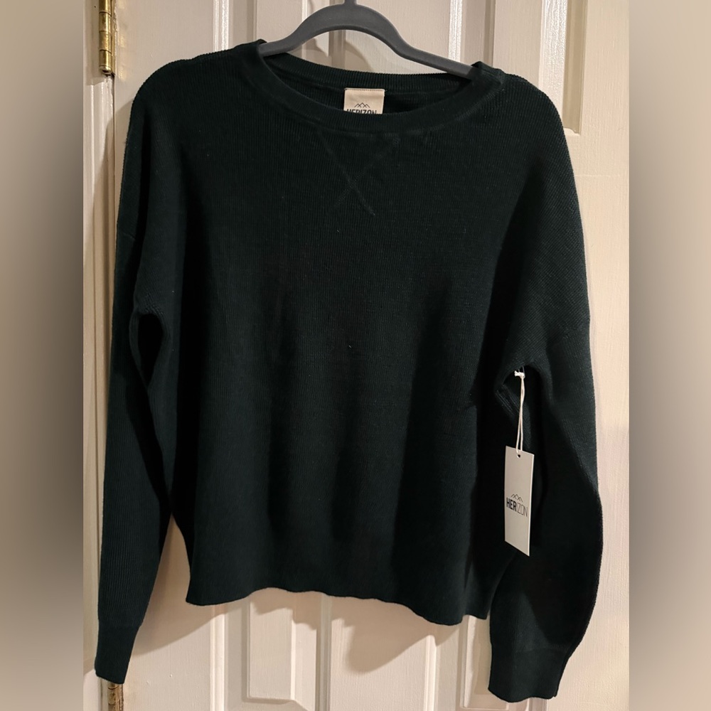 NWT Herizon Wanderer Waffle Long Sleeve Top Hunter‎ Green Size XS